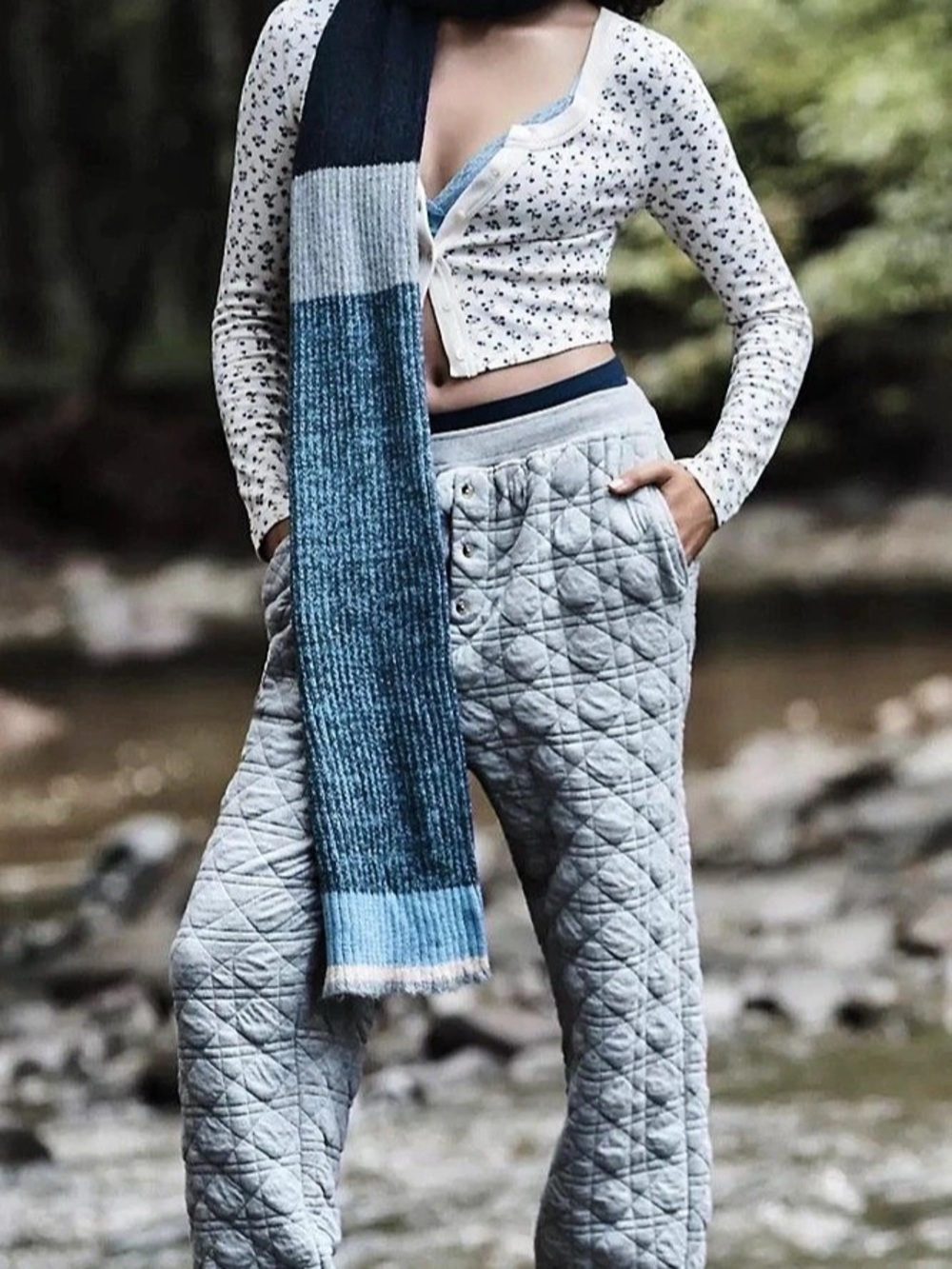 Anthropologie Quilted Jogger Pants in Gray Size XS